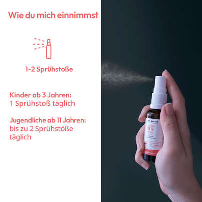 Sie sehen eine Packung Vitamin B12 Spray | für Kinder & Jugendliche I für bis zu 6 Monate I Vegan | Tagesbedarf von 10 µg pro Sprühstoß, Produktbild: 03 Vitamin B12 Spray | für Kinder & Jugendliche I für bis zu 6 Monate I Vegan | Tagesbedarf von 10 µg pro Sprühstoß, A-Nr.: 5895728 - 03