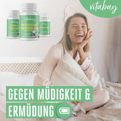 Sie sehen eine Packung Vitabay Pantothensäure (Vitamin B5) 500 mg Kapseln, Produktbild: 02 Vitabay Pantothensäure (Vitamin B5) 500 mg Kapseln, A-Nr.: 5878782 - 02