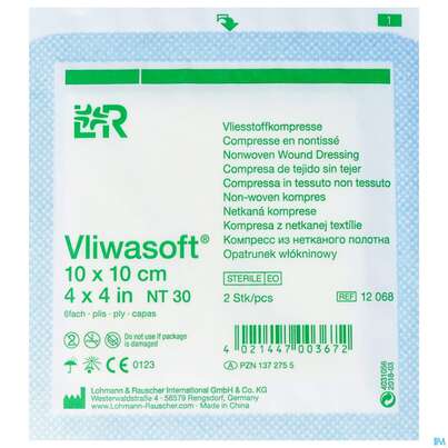 Vlieskompressen Vliwasoft 6fach Steril 10x 10cm 2st, A-Nr.: 1372755 - 01