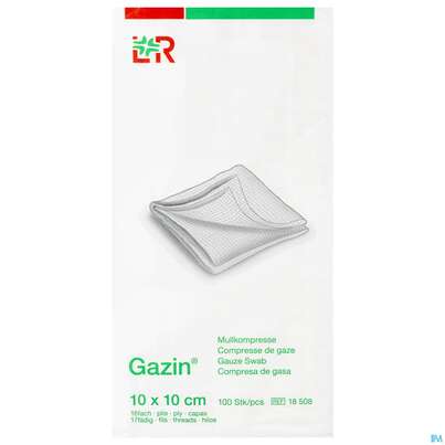 Mullkompressen Gazin Baumw.17faedig Unsteril 16fach 10x 10cm 100st, A-Nr.: 2384944 - 02