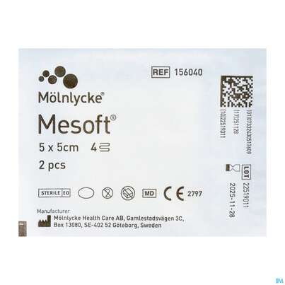 Vlieskompressen Mesoft/set Steril 5x 5cm 2st, A-Nr.: 1652242 - 02