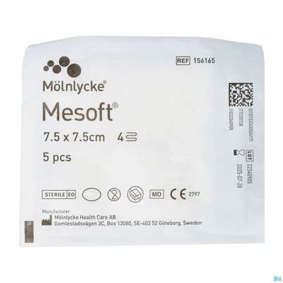 Vlieskompressen Mesoft/set Steril 7,5x 7,5cm 5st, A-Nr.: 1652294 - 02