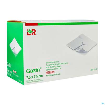 Schlitzkompressen Gazin 17faedig Steril 8fach 7,5x 7,5cm 50x2 100st, A-Nr.: 2404405 - 03