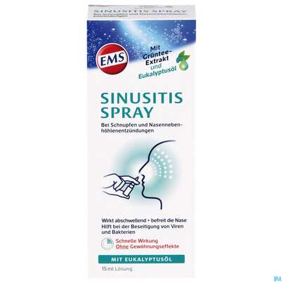 Sie sehen eine Packung Nasenspray Emser Sinusitis +eukalyptus 15ml, Produktbild: 01 Nasenspray Emser Sinusitis +eukalyptus 15ml, A-Nr.: 4535867 - 01