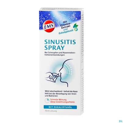 Sie sehen eine Packung Nasenspray Emser Sinusitis +eukalyptus 15ml, Produktbild: 02 Nasenspray Emser Sinusitis +eukalyptus 15ml, A-Nr.: 4535867 - 02