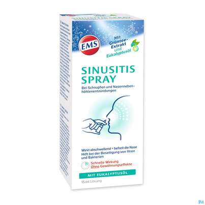 Sie sehen eine Packung Nasenspray Emser Sinusitis +eukalyptus 15ml, Produktbild: 03 Nasenspray Emser Sinusitis +eukalyptus 15ml, A-Nr.: 4535867 - 03