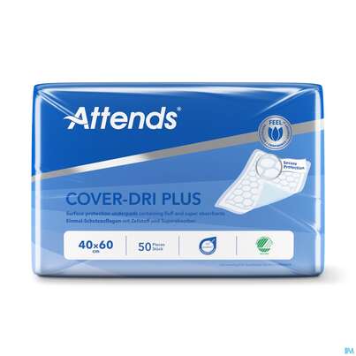 Sie sehen eine Packung Krankenunterlagen Attends Cover Dri Plus 40x 60cm 300st, Produktbild: 01 Krankenunterlagen Attends Cover Dri Plus 40x 60cm 300st, A-Nr.: 3887481 - 01