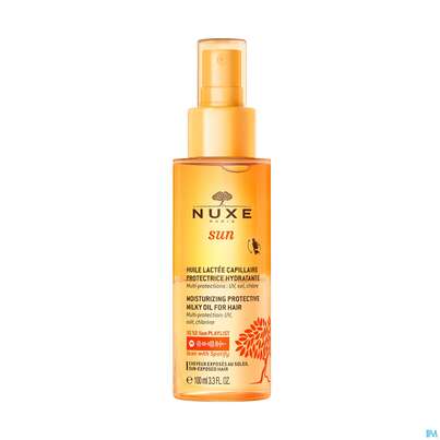 Sie sehen eine Packung Sonnenprodukte Nuxe Sun Milky Oil For Hair Moisturising Protectiv 100ml, Produktbild: 01 Sonnenprodukte Nuxe Sun Milky Oil For Hair Moisturising Protectiv 100ml, A-Nr.: 5649863 - 01