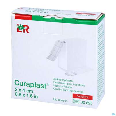 Sie sehen eine Packung Injektionspflaster Curaplast 2x 4cm 250st, Produktbild: 04 Injektionspflaster Curaplast 2x 4cm 250st, A-Nr.: 1430056 - 04