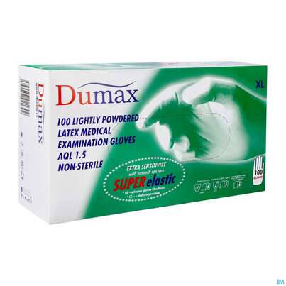 Untersuchungshandschuhe -dumax Latex Gepudert Xl 100st, A-Nr.: 2995375 - 02