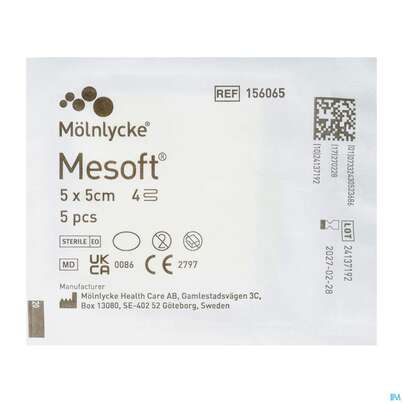 Vlieskompressen Mesoft/set Steril 5x 5cm 5st, A-Nr.: 1652259 - 02