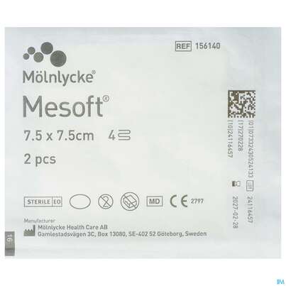 Vlieskompressen Mesoft/set Steril 7,5x 7,5cm 2st, A-Nr.: 1652288 - 01