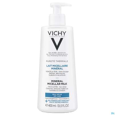 Sie sehen eine Packung Vichy Purete Thermale Mineral/mizellenmilch Trockene Haut 400ml, Produktbild: 01 Vichy Purete Thermale Mineral/mizellenmilch Trockene Haut 400ml, A-Nr.: 5178903 - 01