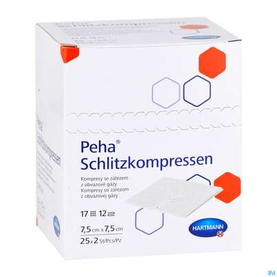 Schlitzkompressen Peha 7,5x 7,5cm 50x2 100st, A-Nr.: 1212081 - 02