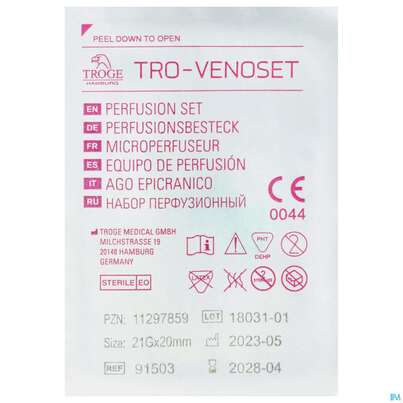 Injektionsspritzen U.zubeh. Butterfly Perfusionsbesteck Tro-venoset 21g 1st, A-Nr.: 5062690 - 01