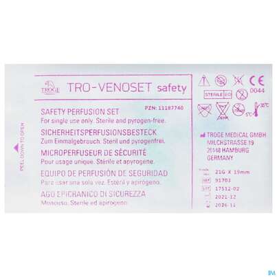 Injektionsspritzen U.zubeh. Butterfly/safety Perfusionsbesteck Tro-venoset 21g 1st, A-Nr.: 4173571 - 01