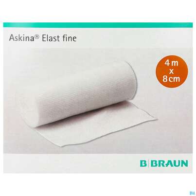 Sie sehen eine Packung Mullbinden Askina Elast/fine Einz.verp. 4mx 8cm 20st, Produktbild: 01 Mullbinden Askina Elast/fine Einz.verp. 4mx 8cm 20st, A-Nr.: 2675475 - 01