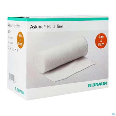Sie sehen eine Packung Mullbinden Askina Elast/fine Einz.verp. 4mx 8cm 20st, Produktbild: 02 Mullbinden Askina Elast/fine Einz.verp. 4mx 8cm 20st, A-Nr.: 2675475 - 02