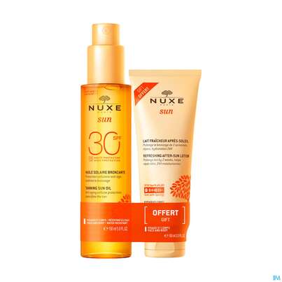Sie sehen eine Packung Sonnenprodukte Nuxe/sun Tan Oil Face+body 150ml +gratis After Sun Lotion 100ml Spf50 1pk, Produktbild: 01 Sonnenprodukte Nuxe/sun Tan Oil Face+body 150ml +gratis After Sun Lotion 100ml Spf50 1pk, A-Nr.: 5806794 - 01