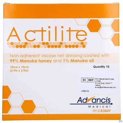 Actilite Antibacterial Manuka Honig Gaze Auflage 10x 10cm 10st, A-Nr.: 4003231 - 01