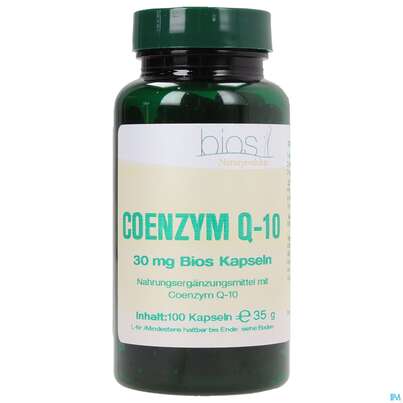 Sie sehen eine Packung Bios Coenzym Q-10 30mg 100 Kapseln, Produktbild: 02 Bios Coenzym Q-10 30mg 100 Kapseln, A-Nr.: 3892832 - 02