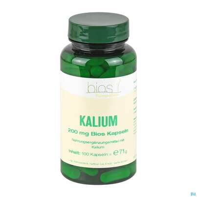 Sie sehen eine Packung Bios Kalium 200mg 100 Kapseln, Produktbild: 03 Bios Kalium 200mg 100 Kapseln, A-Nr.: 3891726 - 03