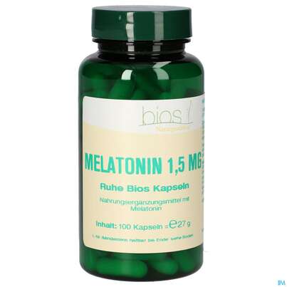 Sie sehen eine Packung Bios Melatonin Ruhe 1,5mg 100 Kapseln, Produktbild: 02 Bios Melatonin Ruhe 1,5mg 100 Kapseln, A-Nr.: 4247016 - 02