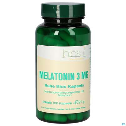Sie sehen eine Packung Bios Melatonin Ruhe 3mg 100 Kapseln, Produktbild: 02 Bios Melatonin Ruhe 3mg 100 Kapseln, A-Nr.: 4247045 - 02