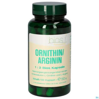 Sie sehen eine Packung Bios Ornithin/arginin 1:2 100 Kapseln, Produktbild: 02 Bios Ornithin/arginin 1:2 100 Kapseln, A-Nr.: 4247128 - 02