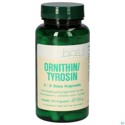 Sie sehen eine Packung Bios Ornithin/tyrosin 3:2 100 Kapseln, Produktbild: 02 Bios Ornithin/tyrosin 3:2 100 Kapseln, A-Nr.: 4247157 - 02