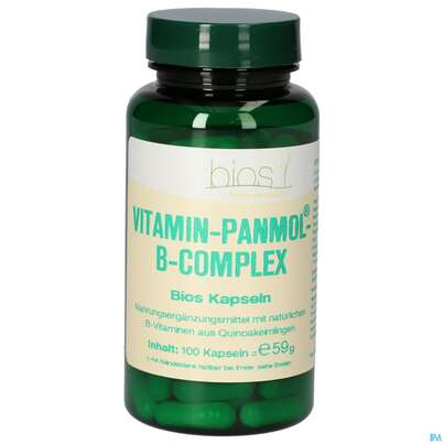 Sie sehen eine Packung Bios Vitamin Panmol B-complex 100 Kapseln, Produktbild: 01 Bios Vitamin Panmol B-complex 100 Kapseln, A-Nr.: 3893599 - 01