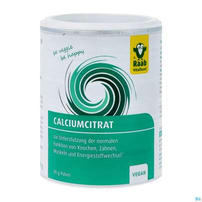 Sie sehen eine Packung Calcium Citrat Pulver Raab Vegan Glutenfrei Lactosefrei 90g, Produktbild: 02 Calcium Citrat Pulver Raab Vegan Glutenfrei Lactosefrei 90g, A-Nr.: 4766710 - 02
