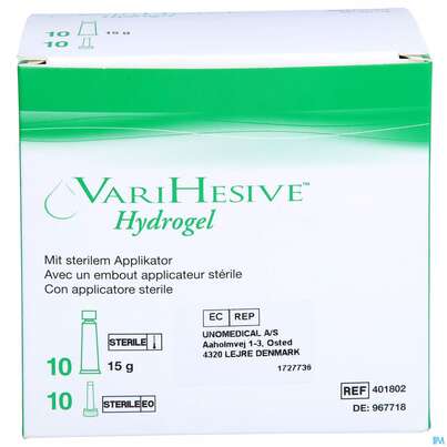 Sie sehen eine Packung Convatec Varihesive Hydrogel 10 X 15g, Produktbild: 01 Convatec Varihesive Hydrogel 10 X 15g, A-Nr.: 1743803 - 01