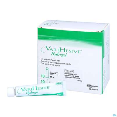 Sie sehen eine Packung Convatec Varihesive Hydrogel 10 X 15g, Produktbild: 05 Convatec Varihesive Hydrogel 10 X 15g, A-Nr.: 1743803 - 05