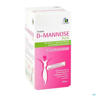 Sie sehen eine Packung D-mannose Pulver 2000mg Plus Dose 250g, Produktbild: 02 D-mannose Pulver 2000mg Plus Dose 250g, A-Nr.: 5296005 - 02