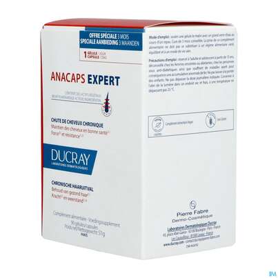 Sie sehen eine Packung Ducray Anacaps F.d.haar Haarausfall Kapseln Expert23 90st, Produktbild: 11 Ducray Anacaps F.d.haar Haarausfall Kapseln Expert23 90st, A-Nr.: 5688886 - 11
