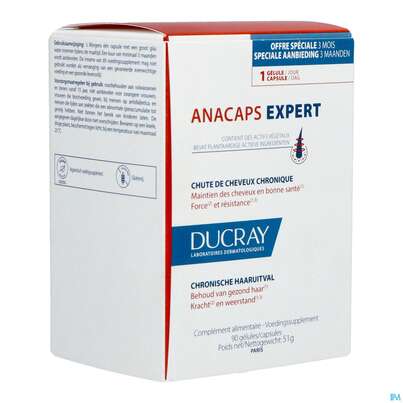 Sie sehen eine Packung Ducray Anacaps F.d.haar Haarausfall Kapseln Expert23 90st, Produktbild: 12 Ducray Anacaps F.d.haar Haarausfall Kapseln Expert23 90st, A-Nr.: 5688886 - 12