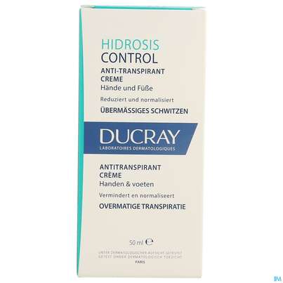 Sie sehen eine Packung Ducray Hidrosis Control Fuss- & Handcreme 50ml, Produktbild: 01 Ducray Hidrosis Control Fuss- & Handcreme 50ml, A-Nr.: 4949876 - 01