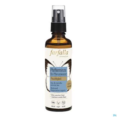 Sie sehen eine Packung Farfalla Pflanzenwasser/bio Pfefferminze Feuchtigkeitspendend 75ml, Produktbild: 02 Farfalla Pflanzenwasser/bio Pfefferminze Feuchtigkeitspendend 75ml, A-Nr.: 4860768 - 02