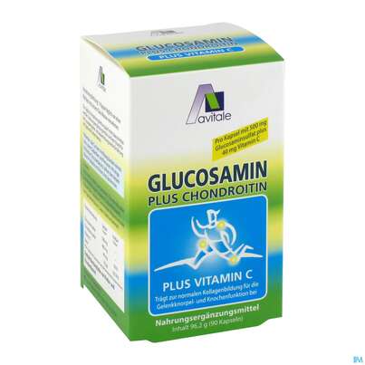Sie sehen eine Packung Glucosamin Chondroitin Kapseln/500mg Avi 90st, Produktbild: 03 Glucosamin Chondroitin Kapseln/500mg Avi 90st, A-Nr.: 3088461 - 03