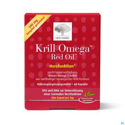Sie sehen eine Packung Krill Kapseln -new Nordic Omega Red Oil 60st, Produktbild: 05 Krill Kapseln -new Nordic Omega Red Oil 60st, A-Nr.: 4139485 - 05