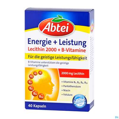Sie sehen eine Packung Lecithin Kapseln-abtei Plus B-vitamin Neu38 40st, Produktbild: 03 Lecithin Kapseln-abtei Plus B-vitamin Neu38 40st, A-Nr.: 3817658 - 03