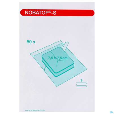 Sie sehen eine Packung Schlitzkompressen Nobatop S Steril 6fach 7,5cm 2er-set 50x 2 100st, Produktbild: 01 Schlitzkompressen Nobatop S Steril 6fach 7,5cm 2er-set 50x 2 100st, A-Nr.: 3238096 - 01