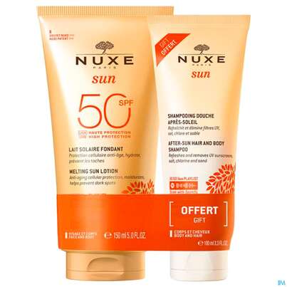 Sie sehen eine Packung Sonnenprodukte Nuxe Sun Lotion Spf50 +shampoon +nuxe After Sun 100ml Gwp 1st, Produktbild: 01 Sonnenprodukte Nuxe Sun Lotion Spf50 +shampoon +nuxe After Sun 100ml Gwp 1st, A-Nr.: 5763613 - 01
