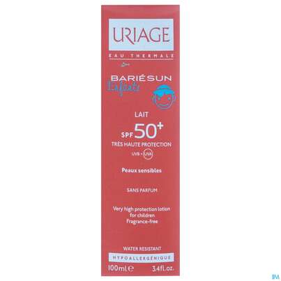 Sie sehen eine Packung Sonnenprodukte Uriage/bariesun Milch Spf50+ Kinder 100ml, Produktbild: 01 Sonnenprodukte Uriage/bariesun Milch Spf50+ Kinder 100ml, A-Nr.: 5617998 - 01