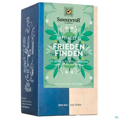 Sie sehen eine Packung Sonnentor Tee/bio Happiness Is Tee Friede Finden 02587 18st, Produktbild: 07 Sonnentor Tee/bio Happiness Is Tee Friede Finden 02587 18st, A-Nr.: 4899233 - 07