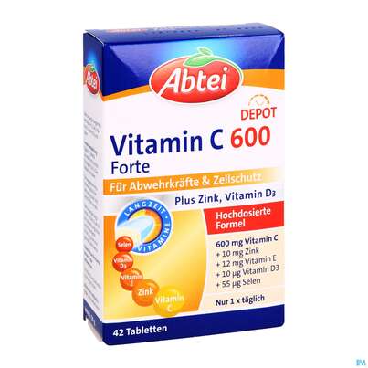 Sie sehen eine Packung Vitamin C Tabl 600 Abtei Langzeit 42st, Produktbild: 03 Vitamin C Tabl 600 Abtei Langzeit 42st, A-Nr.: 4334235 - 03