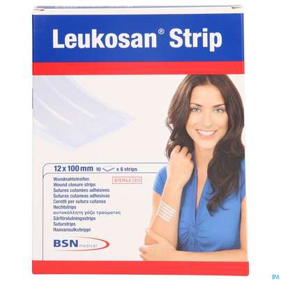 Sie sehen eine Packung Wundverband Wundnahtstreifen/steril Leukoplast/weiss Closure Strip 12x100mm 60st, Produktbild: 01 Wundverband Wundnahtstreifen/steril Leukoplast/weiss Closure Strip 12x100mm 60st, A-Nr.: 3258779 - 01