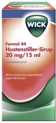 Sie sehen eine Packung WICK Formel 44 Hustenstiller-Sirup, Produktbild: 01 WICK Formel 44 Hustenstiller-Sirup, A-Nr.: 1330811 - 01