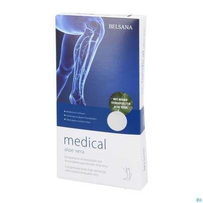 Sie sehen eine Packung Stuetzstruempfe Belsana/medical/aloe Vera Ad Knie Gr S1 36-38 Weiss 2st, Produktbild: 02 Stuetzstruempfe Belsana/medical/aloe Vera Ad Knie Gr S1 36-38 Weiss 2st, A-Nr.: 5225784 - 02